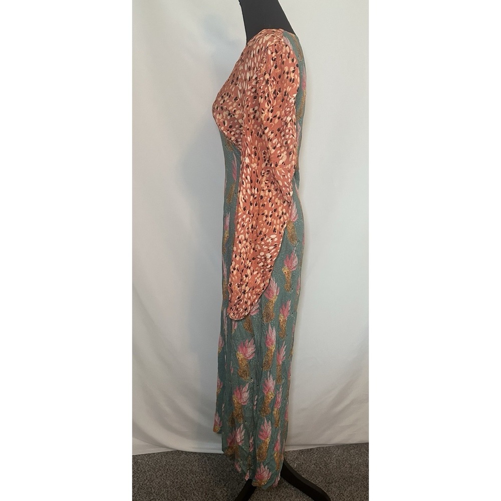 Never Fully Dressed Colorful Cheetah Long Sleeve Midi Modest Dress US 6 - Picture 3 of 16